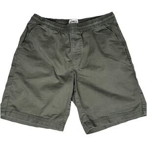 PACT organic cotton olive green pull-on elastic waist shorts drawstring Mens L